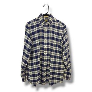 Vintage LL Bean Mens Plaid Button-Down Shirt Single Needle Size 15.5x34 USA